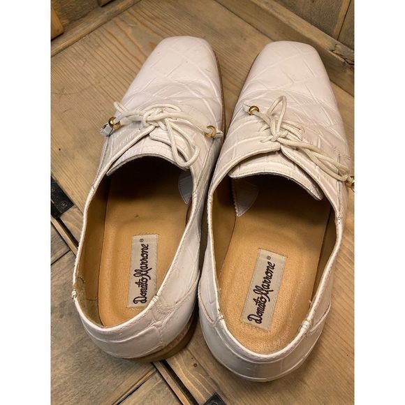 DONATO Marrone Mens White Croc Embossed Leather Oxfords Size 12 Groom - Picture 7 of 9